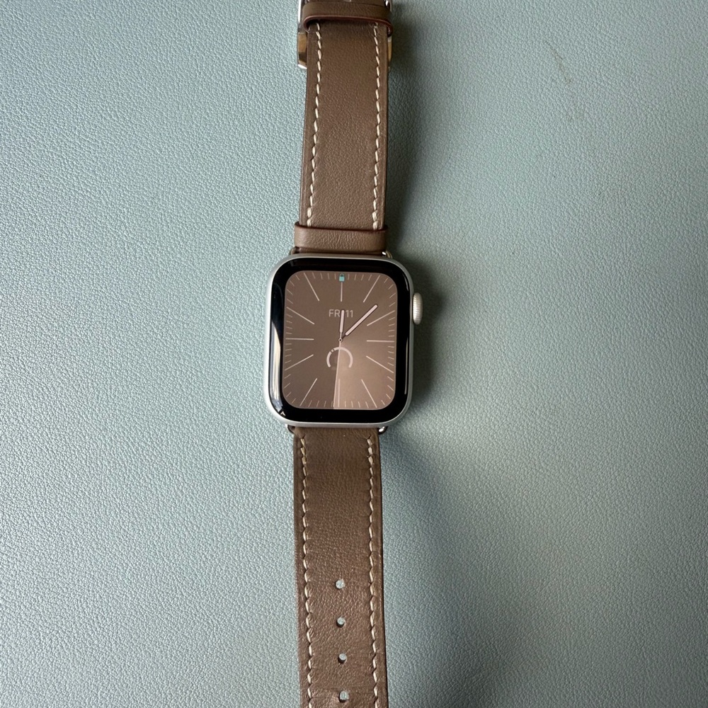Apple Watch Series 5 with Quince Leather Band